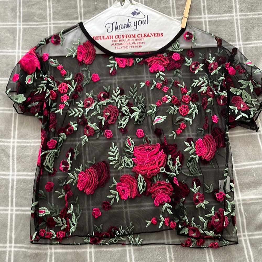 Forever 21 Floral Mesh Top